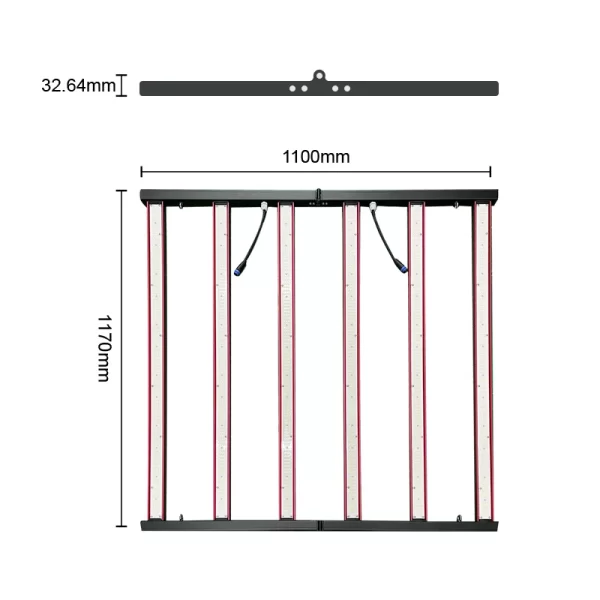 650w 6-bars LED Grow light size
