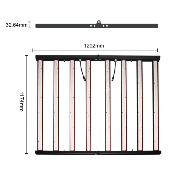 800w 8-bar LED Grow light size