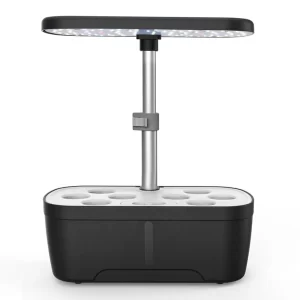 Casyoo SU003 8-pod hydroponic growing system front view with LED grow light