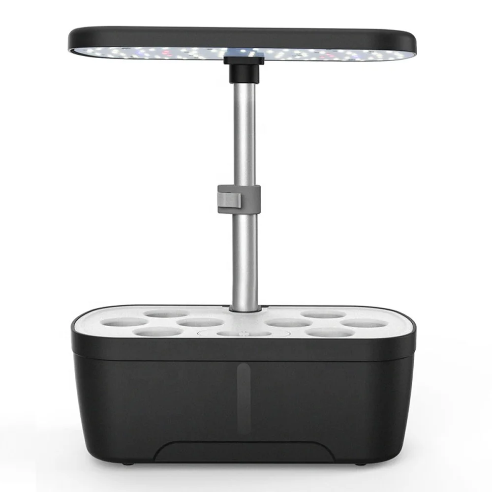 Casyoo SU003 8-pod hydroponic growing system front view with LED grow light