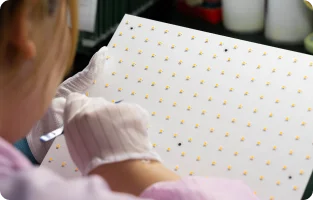 Visual inspection of LED PCB boards during manufacturing