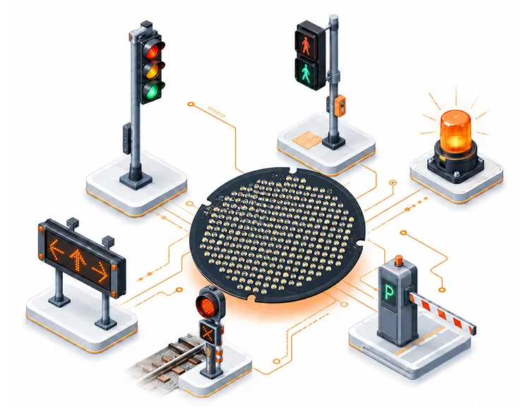 Traffic and signal light PCB applications Isometric logistics infographic
